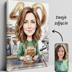 Karykatura dla baristki jako prezent glowne