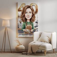Karykatura dla baristki jako prezent mockup 2