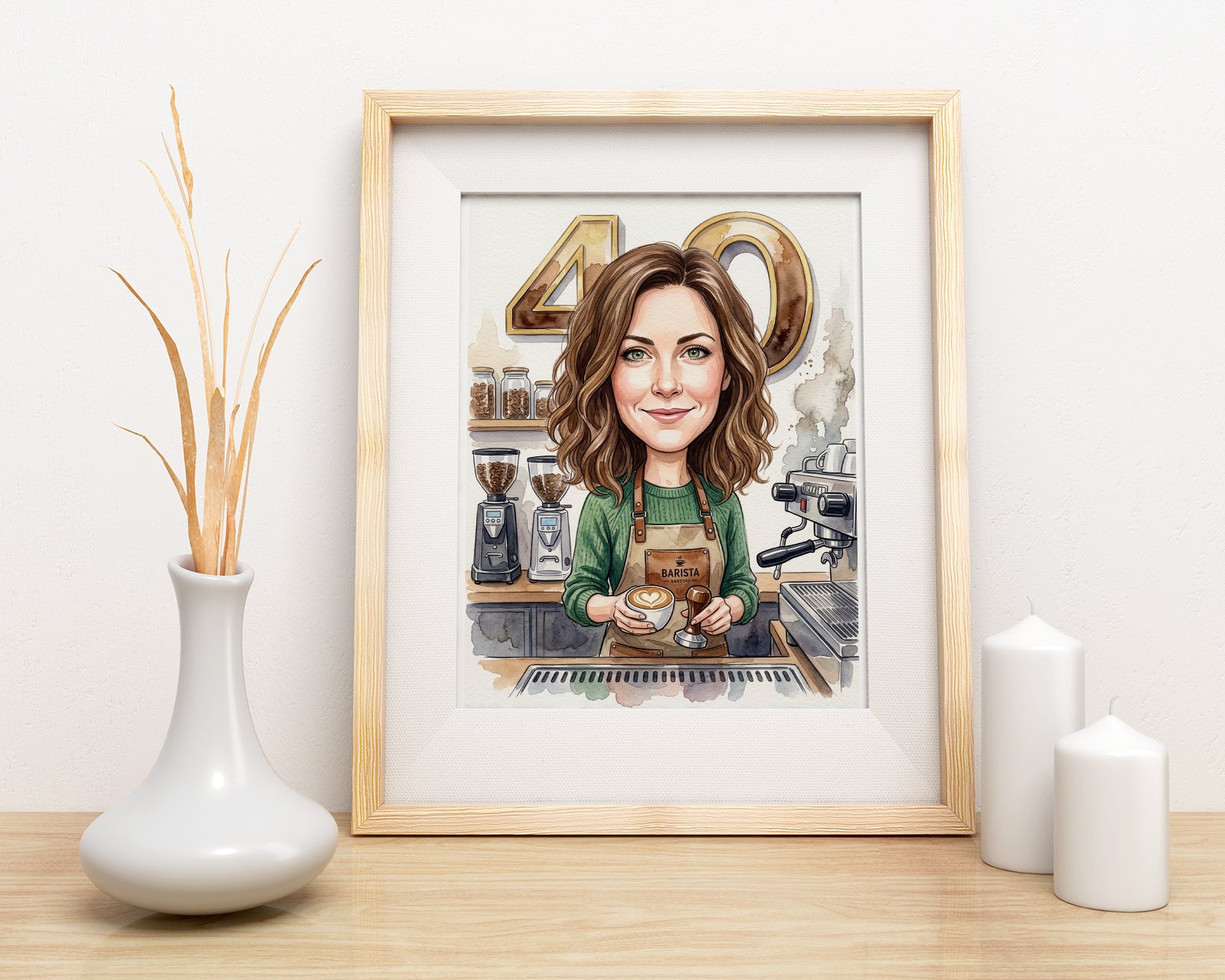 Karykatura dla baristki jako prezent mockup 3