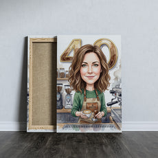 Karykatura dla baristki jako prezent mockup 5