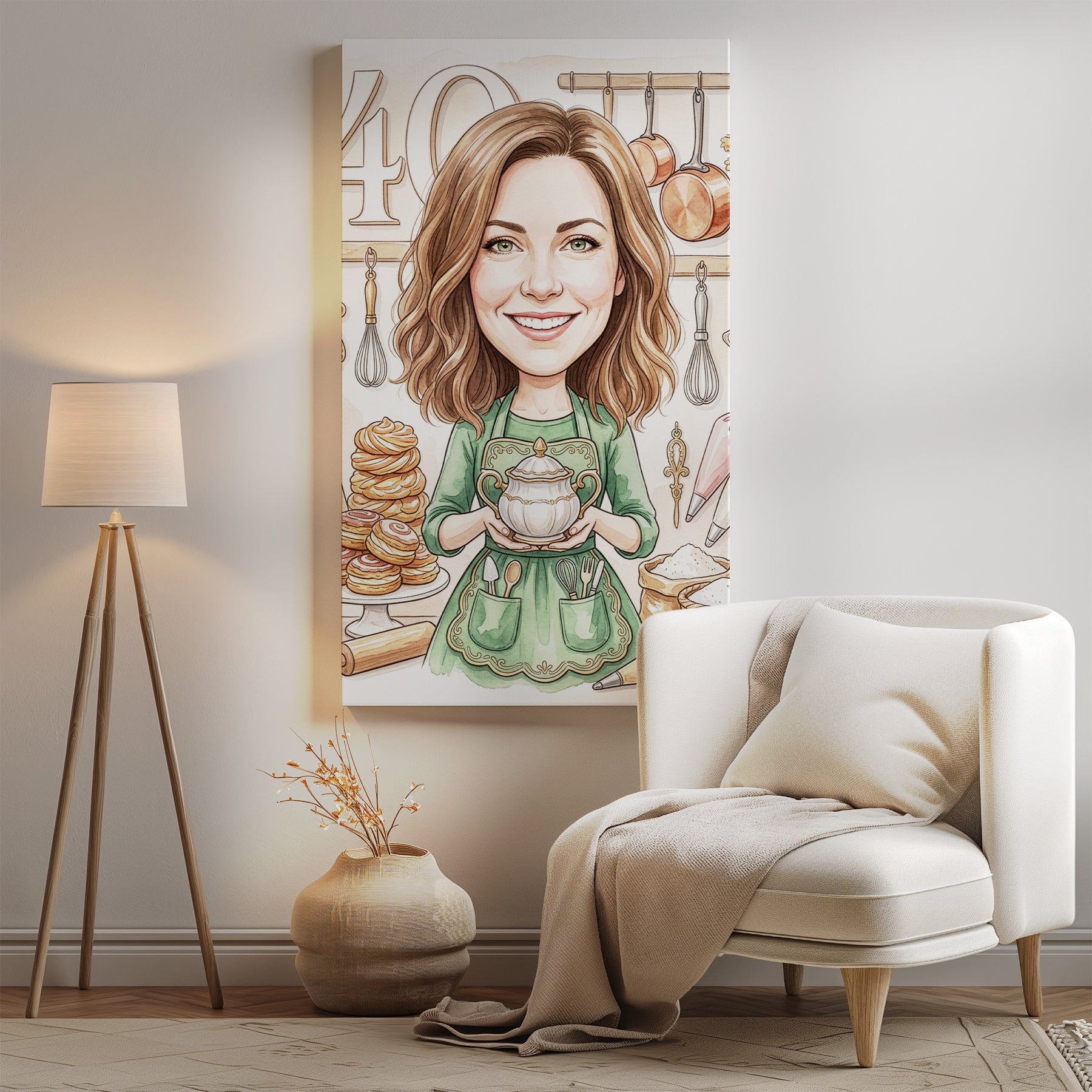 Karykatura dla cukierniczki jako prezent na 40 urodziny mockup 2