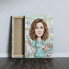 Karykatura dla dentystki jako prezent mockup 5