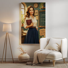 Karykatura dla nauczycielki ze zdjęcia – personalizowany prezent mockup 2
