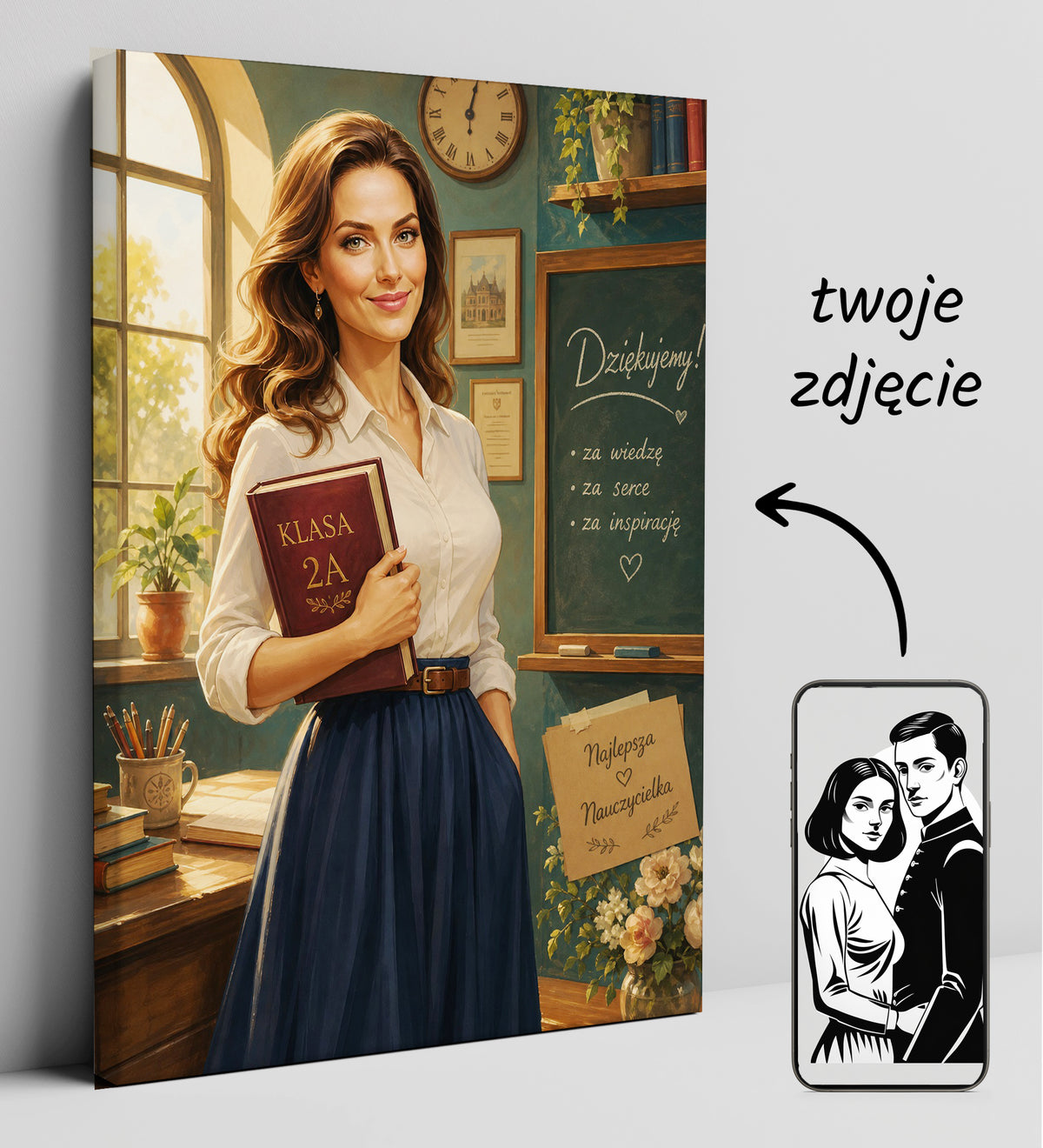 Karykatura dla nauczycielki ze zdjęcia – personalizowany prezent glowne