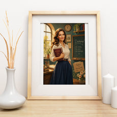 Karykatura dla nauczycielki ze zdjęcia – personalizowany prezent mockup 3