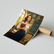 Karykatura dla nauczycielki ze zdjęcia – personalizowany prezent mockup 4
