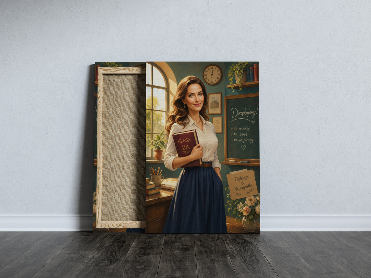 Karykatura dla nauczycielki ze zdjęcia – personalizowany prezent mockup 5