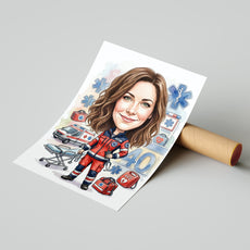 Karykatura dla ratowniczki medycznej jako prezent mockup 4