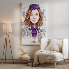 Karykatura dla stewardessy jako prezent mockup 2