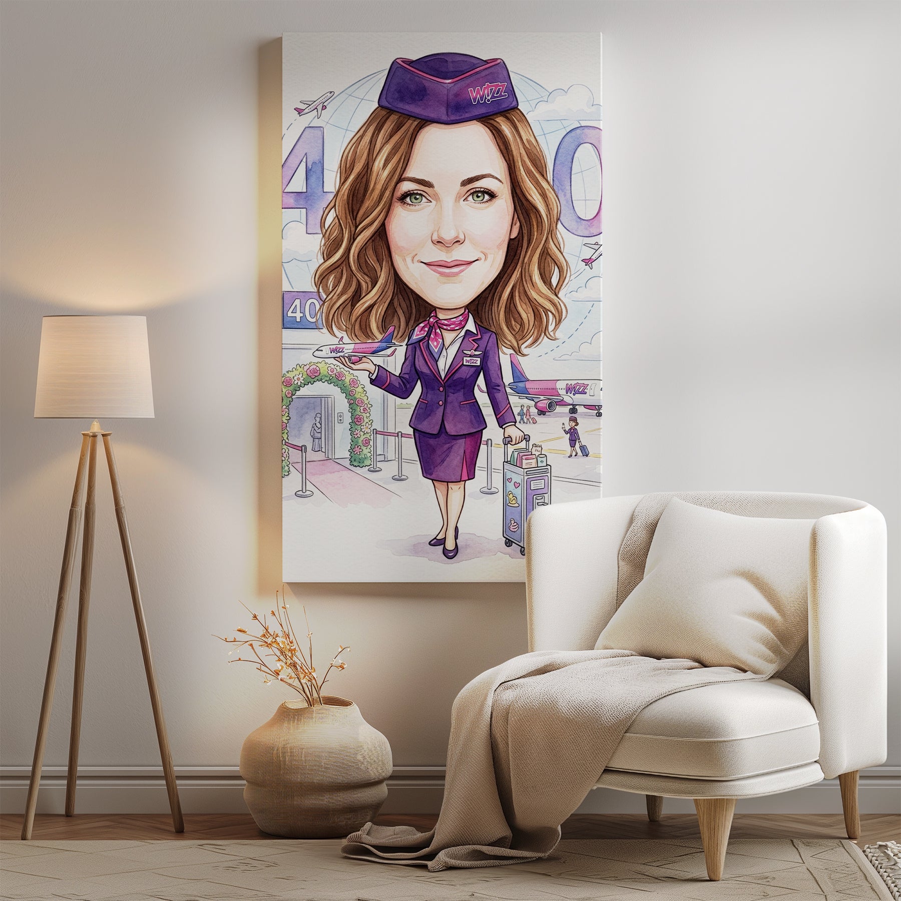 Karykatura dla stewardessy jako prezent mockup 2
