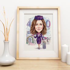 Karykatura dla stewardessy jako prezent mockup 3