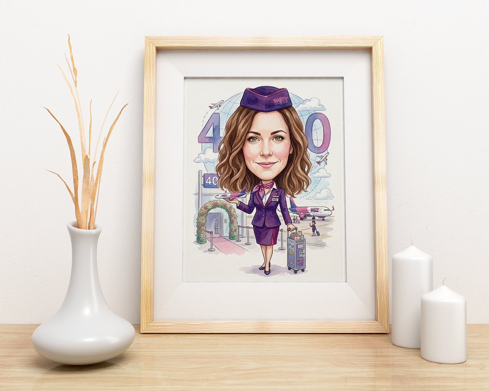 Karykatura dla stewardessy jako prezent mockup 3