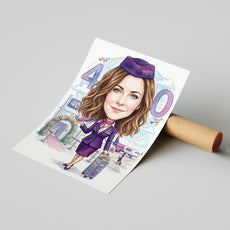 Karykatura dla stewardessy jako prezent mockup 4