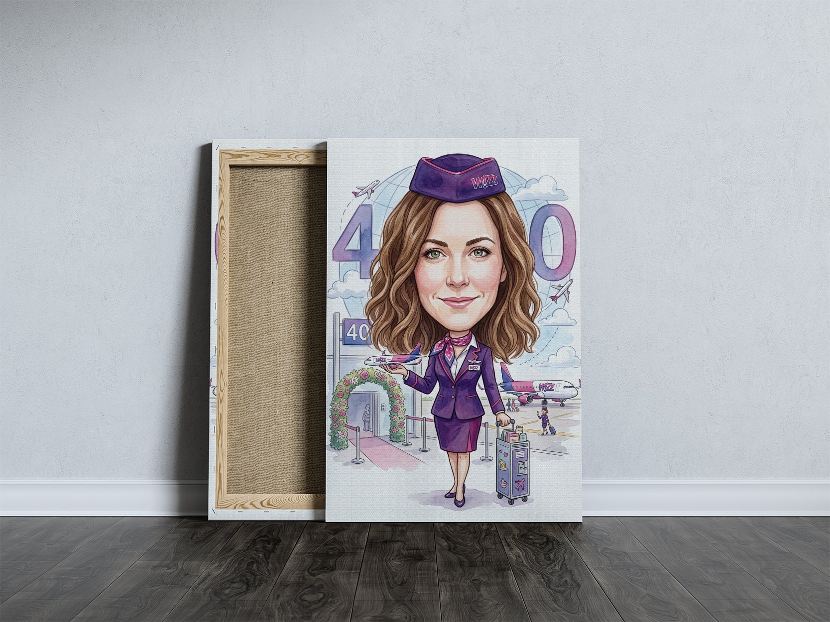 Karykatura dla stewardessy jako prezent mockup 5