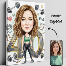 Karykatura ze zdjęcia dla trenerki personalnej na 40 urodziny glowne