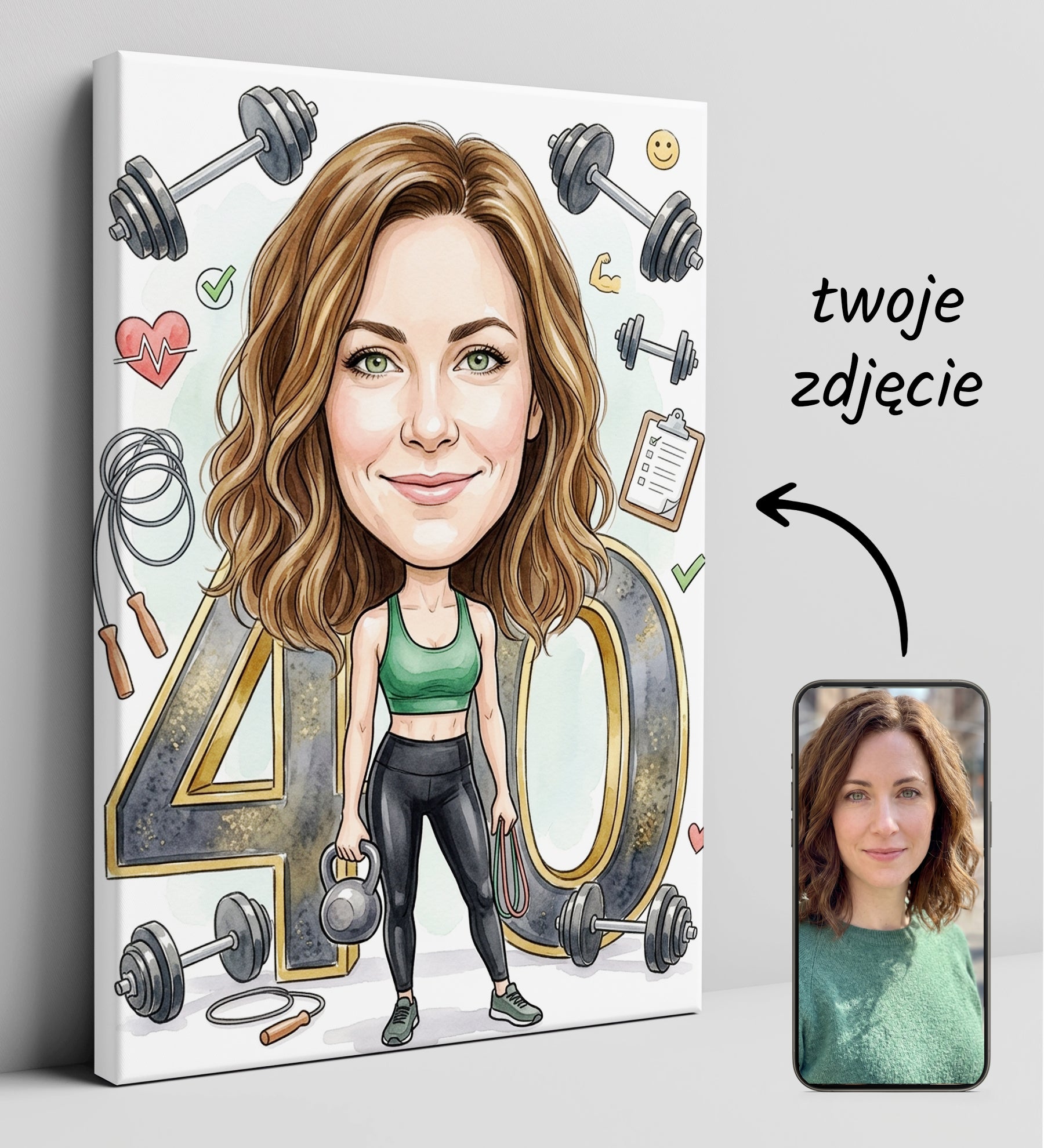 Karykatura ze zdjęcia dla trenerki personalnej na 40 urodziny glowne