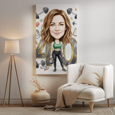 Karykatura ze zdjęcia dla trenerki personalnej na 40 urodziny mockup 2