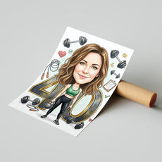 Karykatura ze zdjęcia dla trenerki personalnej na 40 urodziny mockup 4