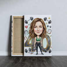 Karykatura ze zdjęcia dla trenerki personalnej na 40 urodziny mockup 5
