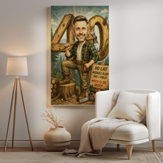 Karykatura drwala ze zdjęcia na 40 urodziny mockup 2