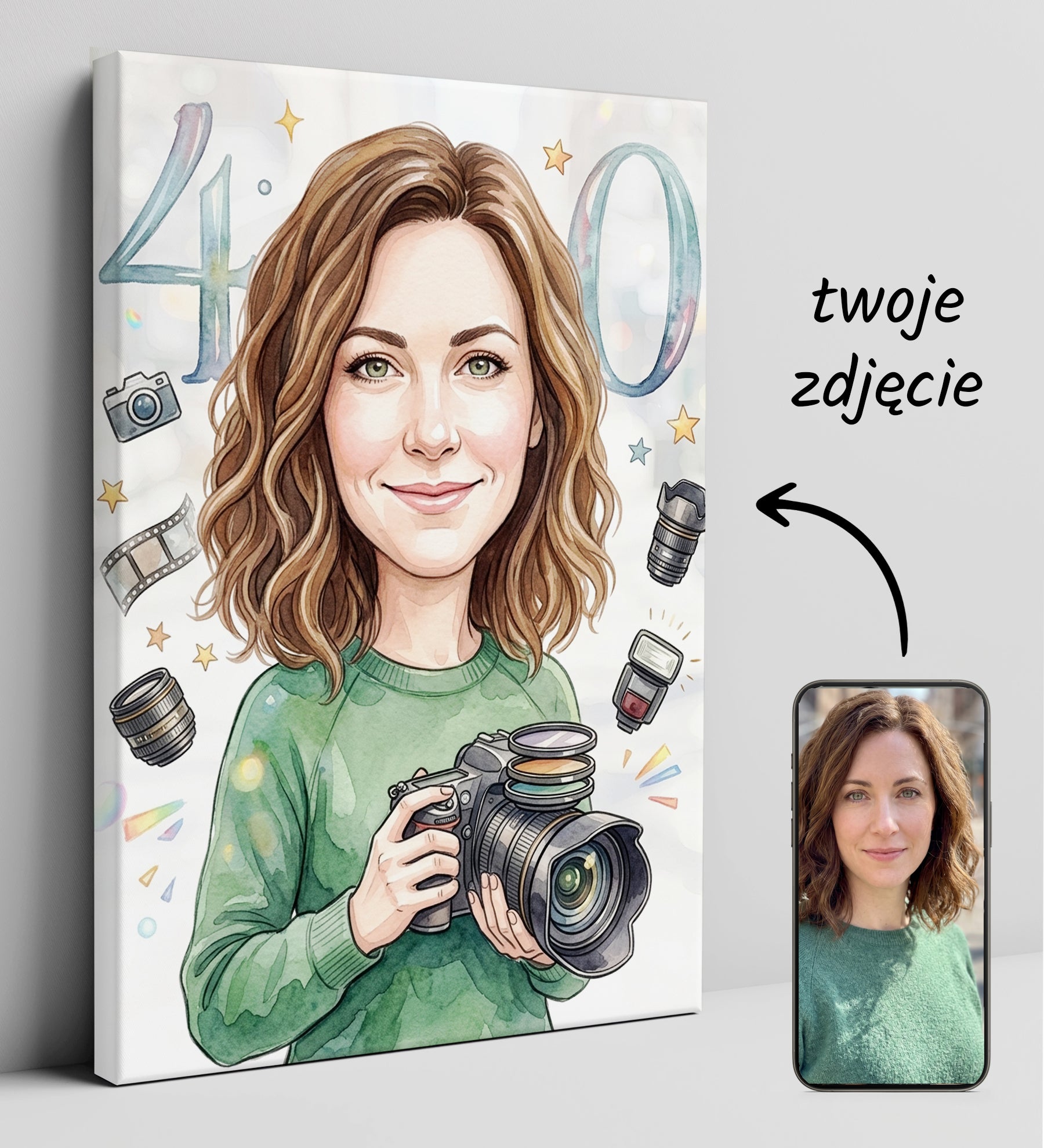Karykatura personalizowana fotografki na 40 urodziny glowne