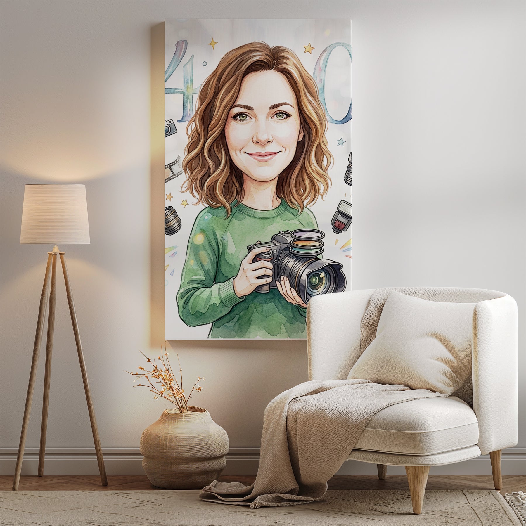 Karykatura personalizowana fotografki na 40 urodziny mockup 2