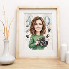Karykatura personalizowana fotografki na 40 urodziny mockup 3