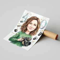Karykatura personalizowana fotografki na 40 urodziny mockup 4