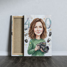 Karykatura personalizowana fotografki na 40 urodziny mockup 5