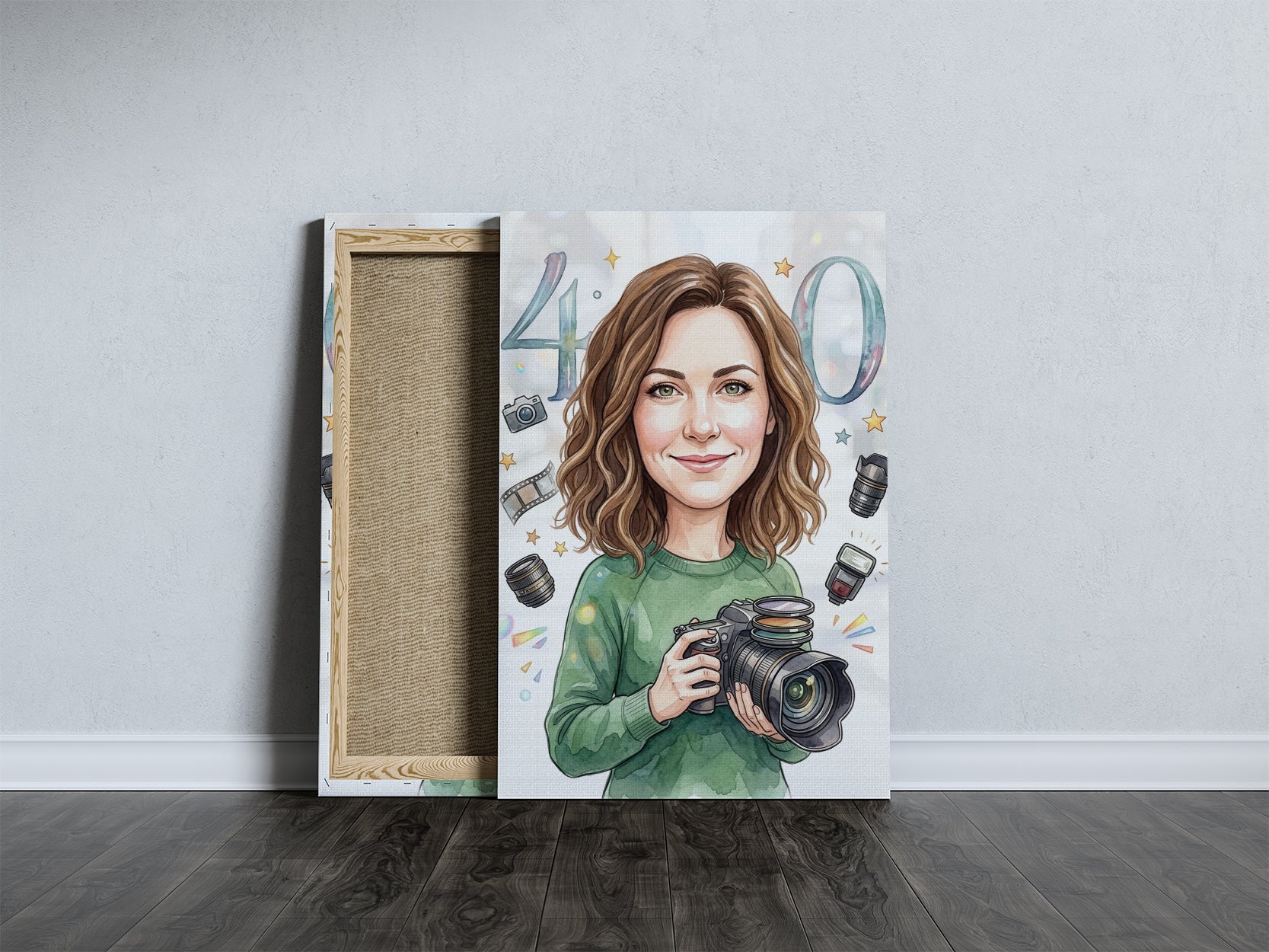 Karykatura personalizowana fotografki na 40 urodziny mockup 5