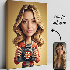 Personalizowany portret karykatura na płótnie na podstawie zdjęcia na prezent na urodziny