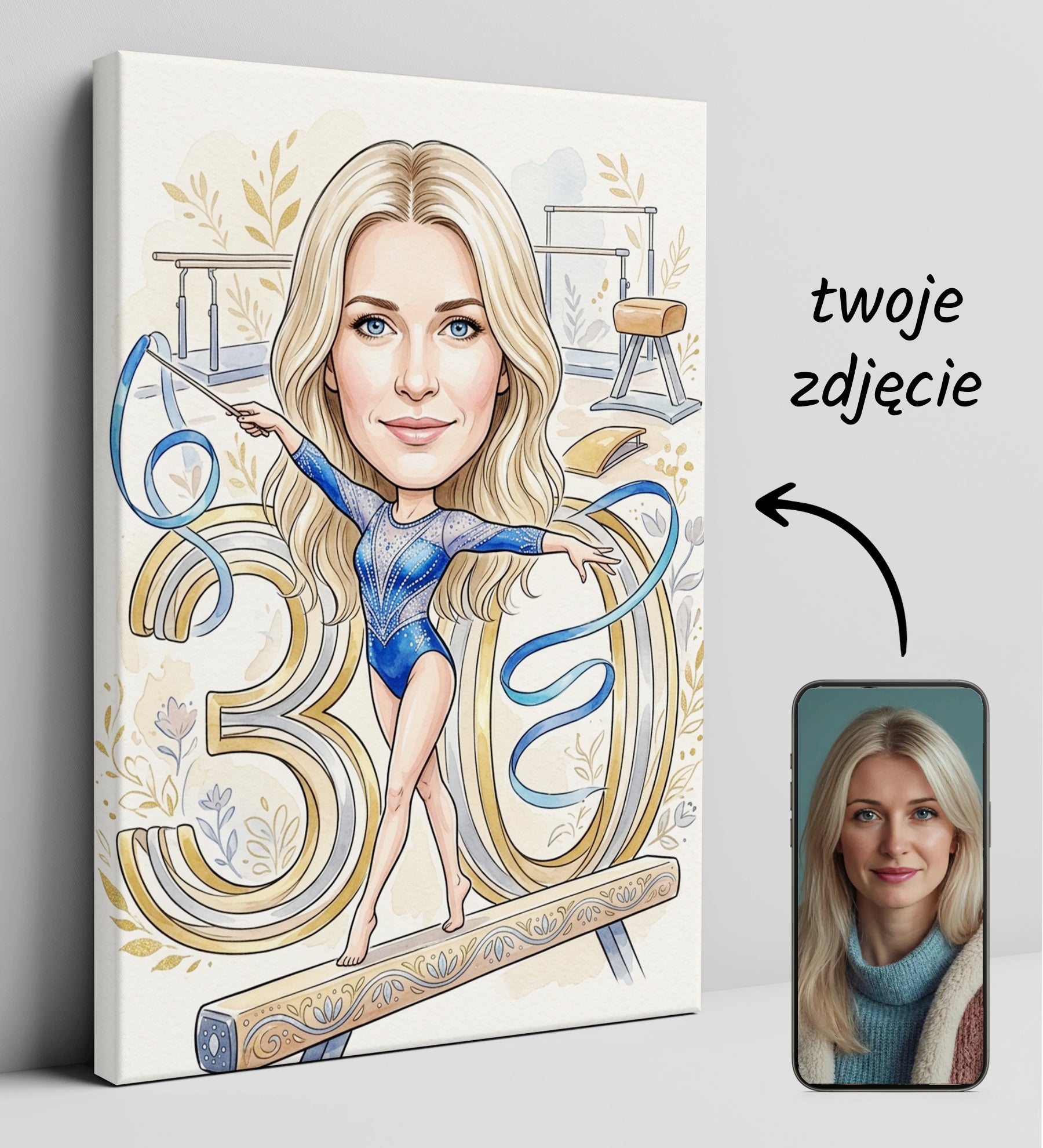 Karykatura gimnastyczki na 30 Urodziny - Personalizowany Prezent glowne