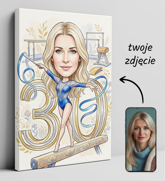 Karykatura gimnastyczki na 30 Urodziny - Personalizowany Prezent glowne