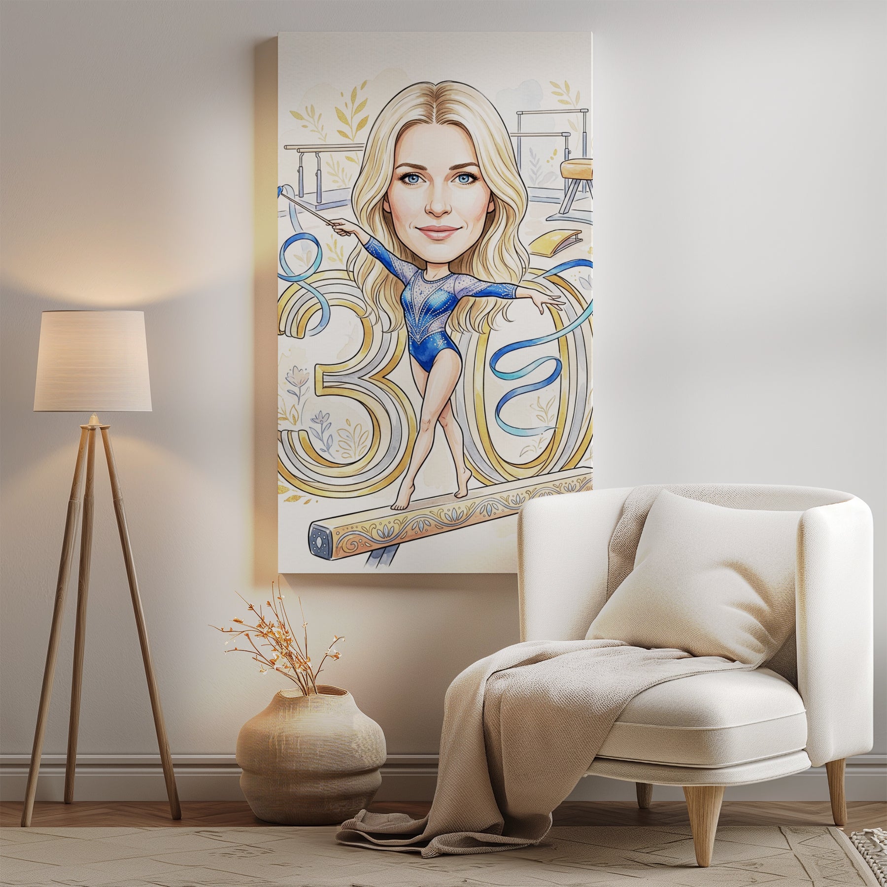 Karykatura gimnastyczki na 30 Urodziny - Personalizowany Prezent mockup 2