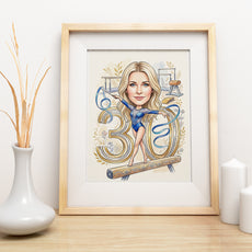 Karykatura gimnastyczki na 30 Urodziny - Personalizowany Prezent mockup 3