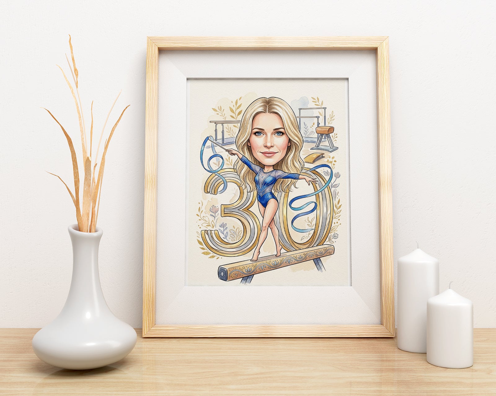 Karykatura gimnastyczki na 30 Urodziny - Personalizowany Prezent mockup 3