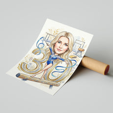 Karykatura gimnastyczki na 30 Urodziny - Personalizowany Prezent mockup 4