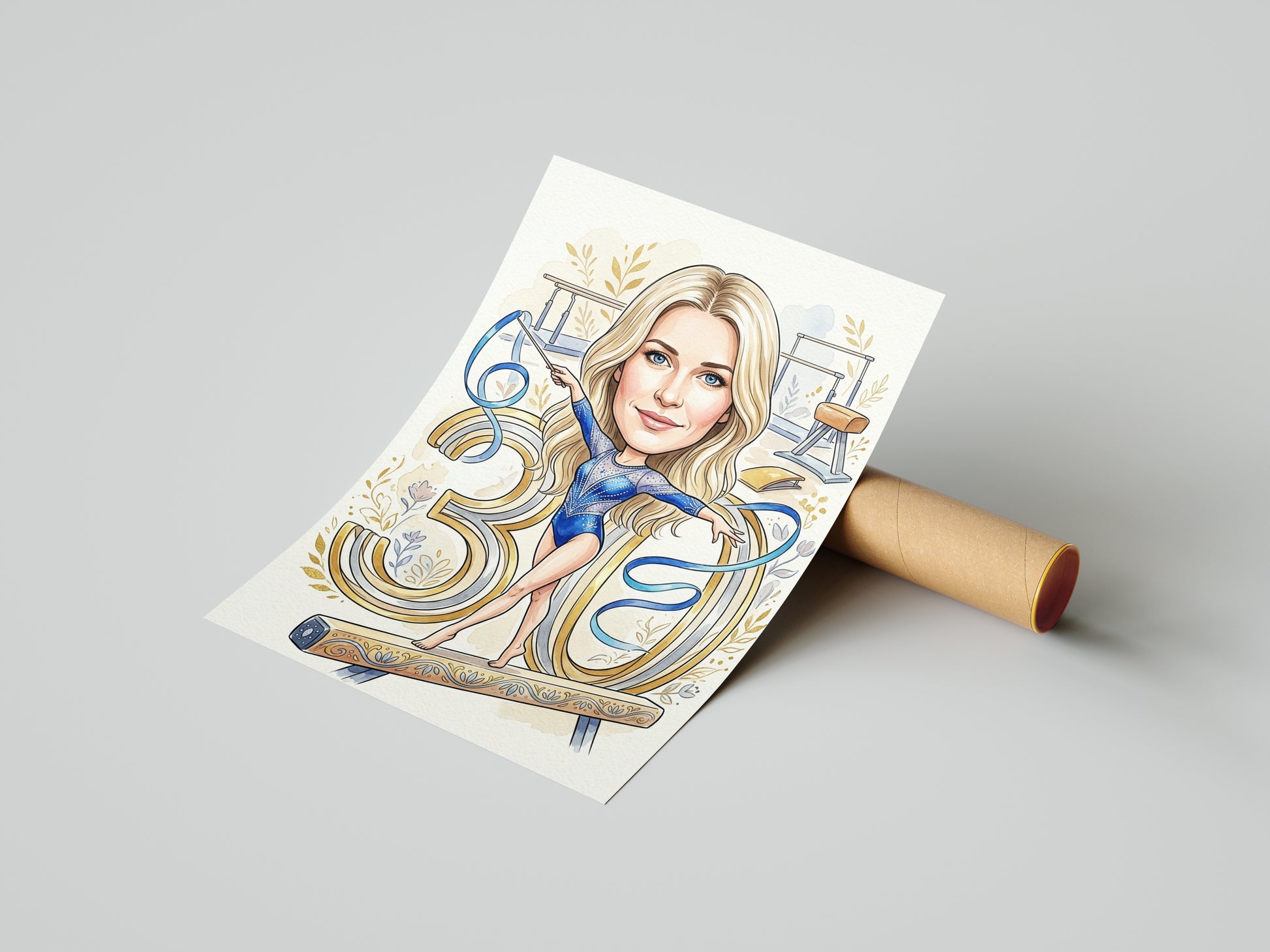 Karykatura gimnastyczki na 30 Urodziny - Personalizowany Prezent mockup 4