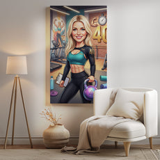 Karykatura instruktorki fitness na 40 urodziny – personalizowany mockup 2