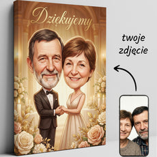 Karykatura jako podziękowanie ślubne dla rodziców glowne