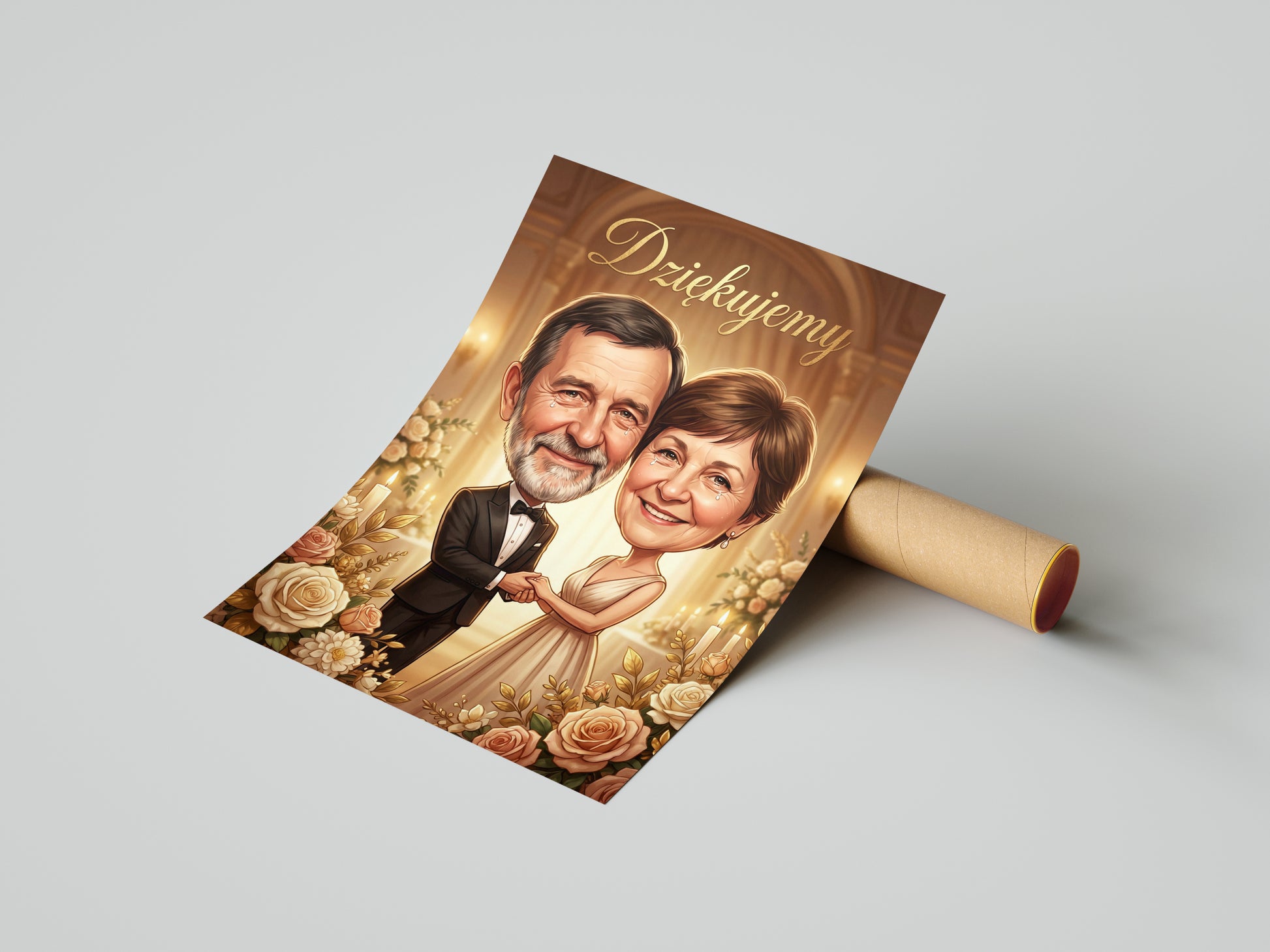 Karykatura jako podziękowanie ślubne dla rodziców mockup 4