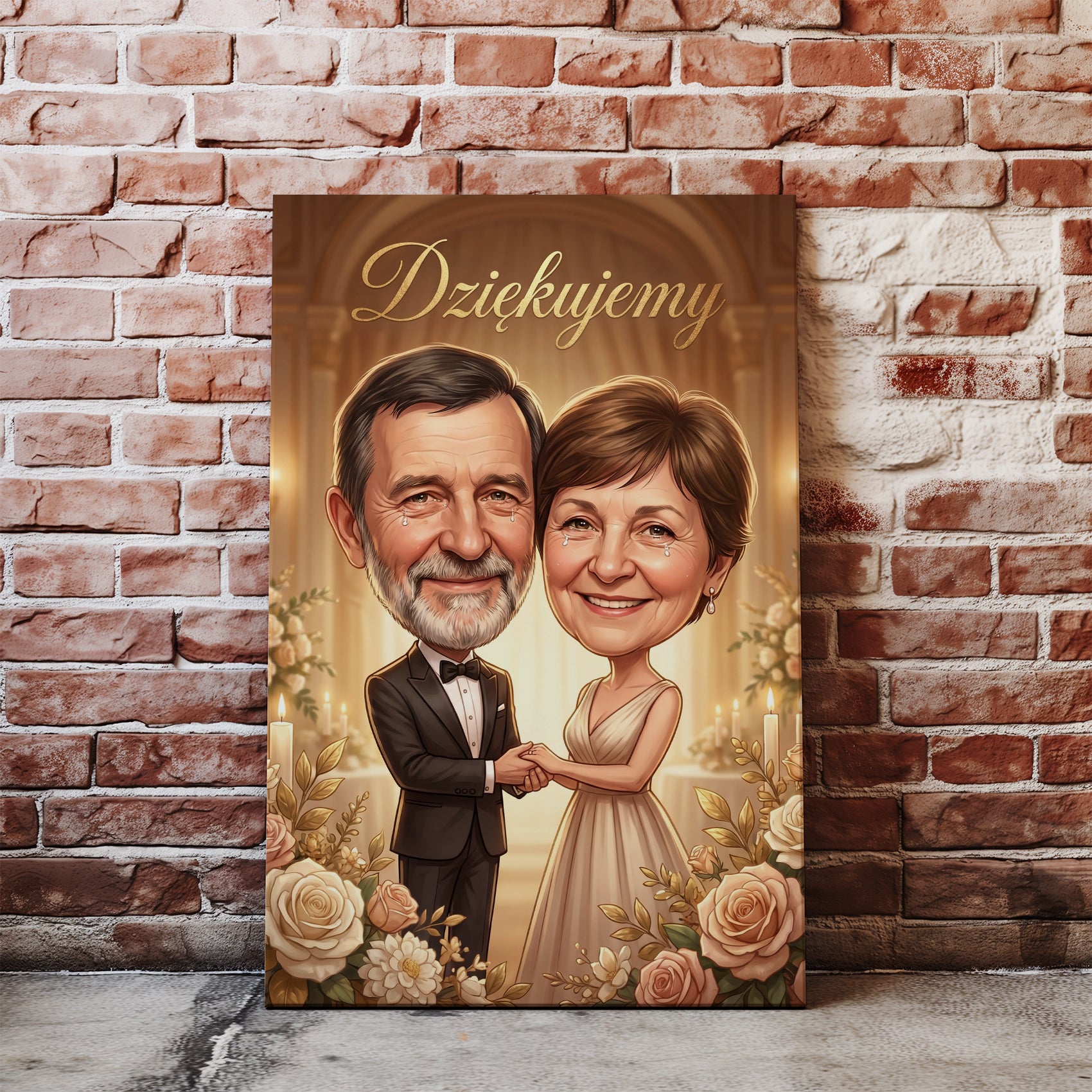 Karykatura jako podziękowanie ślubne dla rodziców nacegle