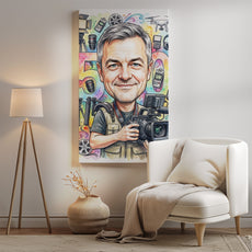Karykatura kamerzysty na 50 urodziny - prezent premium mockup 2