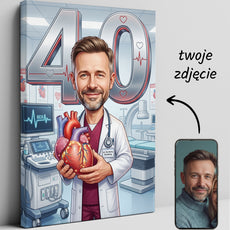 Karykatura kardiolog na 40 urodziny – personalizowany prezent ze glowne