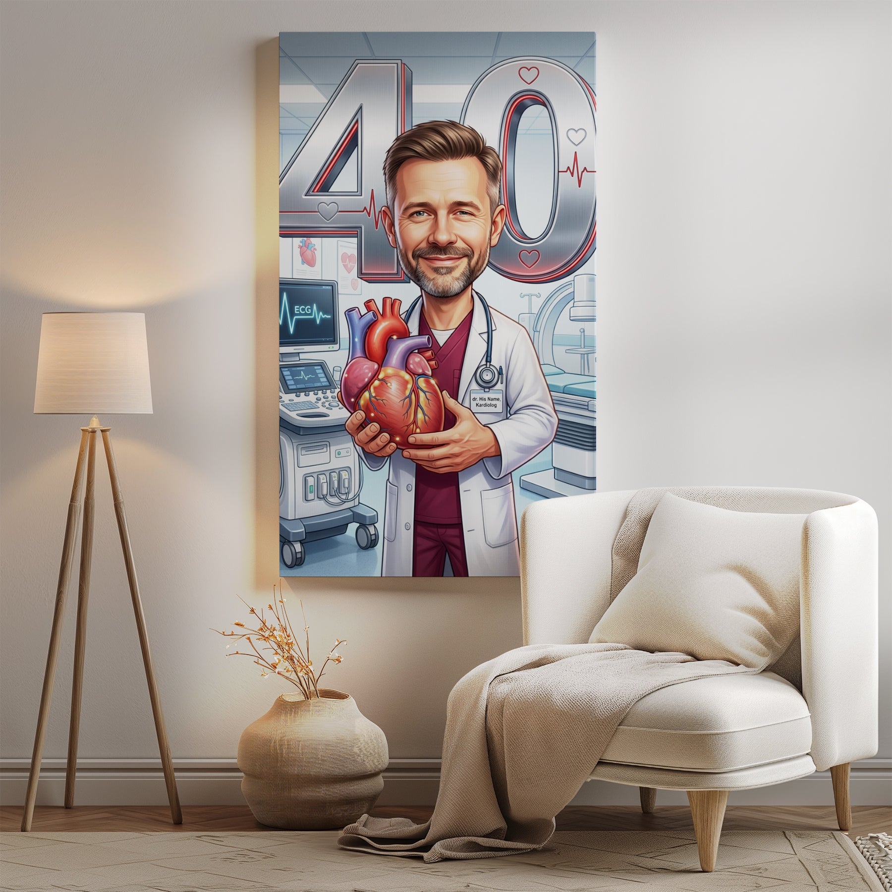 Karykatura kardiolog na 40 urodziny – personalizowany prezent ze mockup 2
