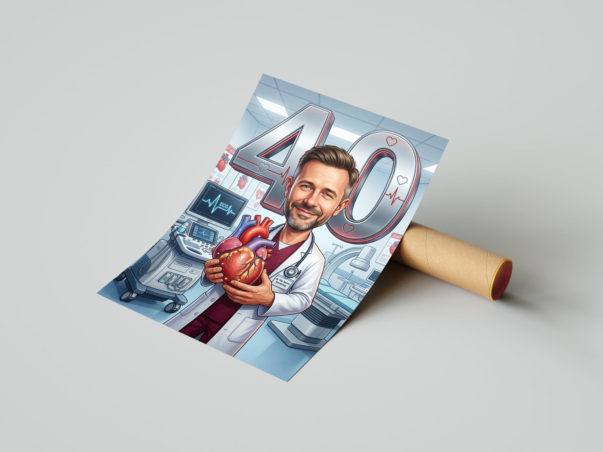 Karykatura kardiolog na 40 urodziny – personalizowany prezent ze mockup 4