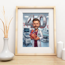 Karykatura kardiolog na 40 urodziny – personalizowany prezent ze mockup 3
