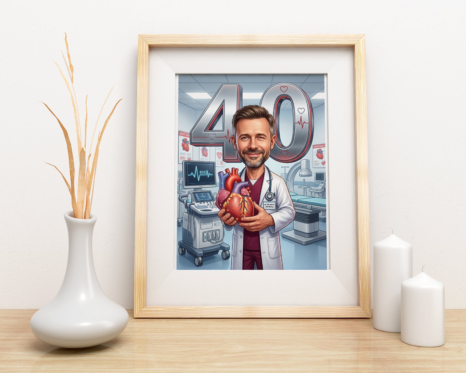 Karykatura kardiolog na 40 urodziny – personalizowany prezent ze mockup 3