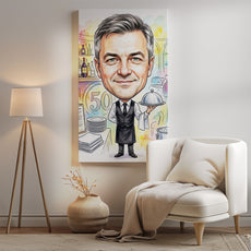 Karykatura kelnera ze zdjęcia na 50 urodziny mockup 2