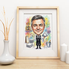 Karykatura kelnera ze zdjęcia na 50 urodziny mockup 3